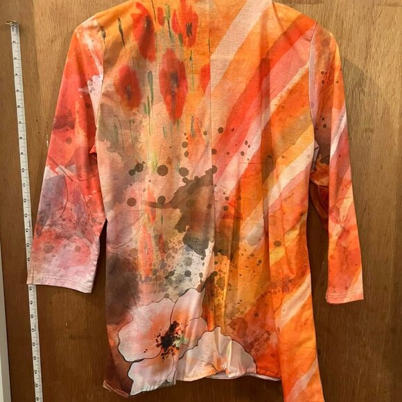 🐻Size S - A.R.T.W - Lovely Sunset Orange and Floral 3/4 Sleeve Pullover - Picture 5 of 6
